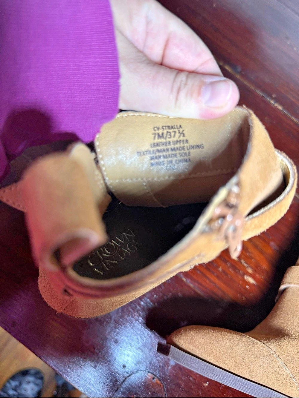 Crown Vintage Tan Ankle Boots Women’s 7.5 Buckle Booties - Picture 4 of 4